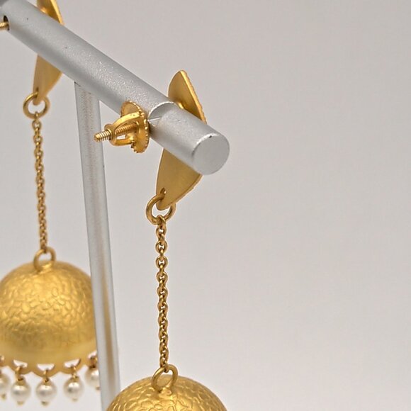 925 Sterling Silver Jhumka Natural Pearl Earrings – Great for Indian Weddings - Picture 8 of 10